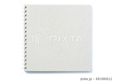 Grey notebook with ring binder on isolated white background paper texture 66386812