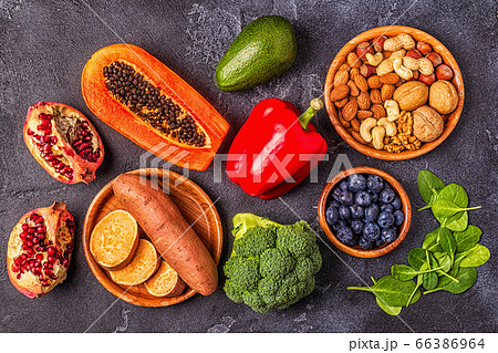Anti-aging food - healthy fruits, vegetables, Anti-aging food - healthy fruits, vegetables, 66386964