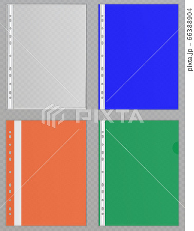 Vector transparent plastic files. Cellophane folders to protect documents 66388904