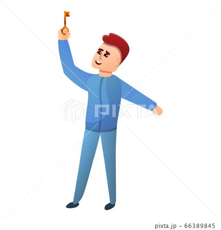 Boy find quest key icon, cartoon style Boy find quest key icon, cartoon style 66389845