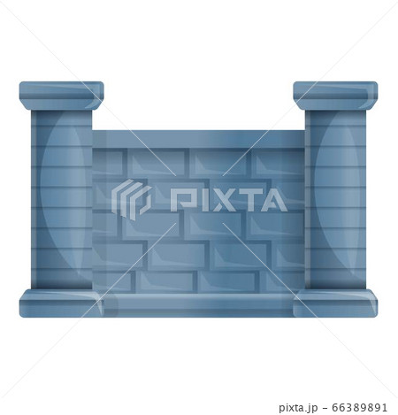 Grey stone fence icon, cartoon style Grey stone fence icon, cartoon style 66389891