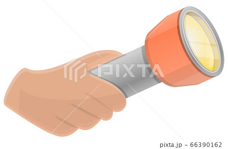 Flashlight in hand icon, cartoon style Flashlight in hand icon, cartoon style 66390162