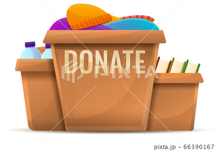 Box donations concept banner, cartoon style 66390167
