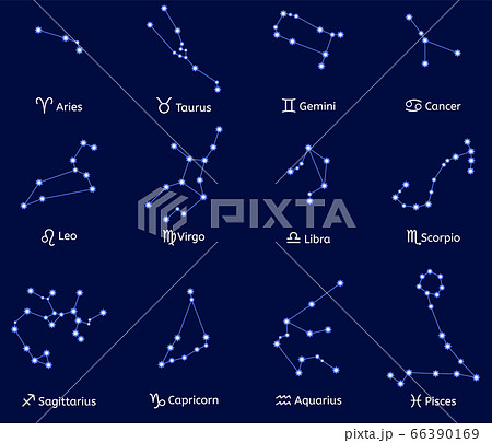 Sky constellation icons set, cartoon style 66390169