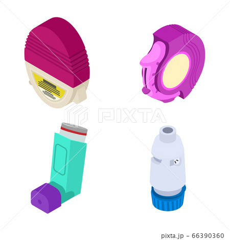 Inhaler icons set, isometric style 66390360