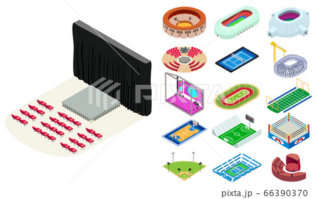 Arena icons set, isometric style 66390370