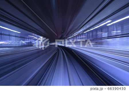 abstract motion blurred long exposure train, Futuristic background 66390430