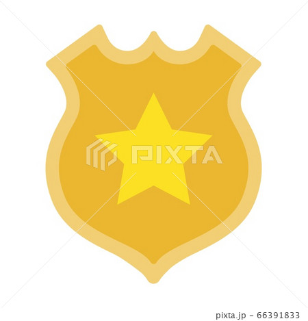 Sheriff badge, golden shield with star vector icon flat isolated. Sheriff badge, golden shield with star vector icon flat isolated. 66391833