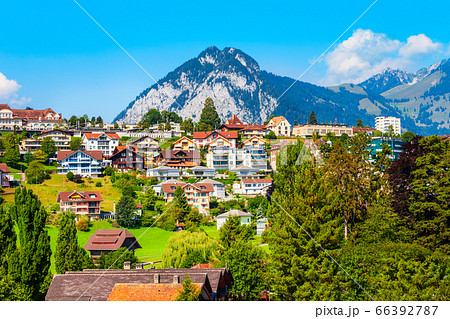 Spiez town panoramic view, Switzerland Spiez town panoramic view, Switzerland 66392787