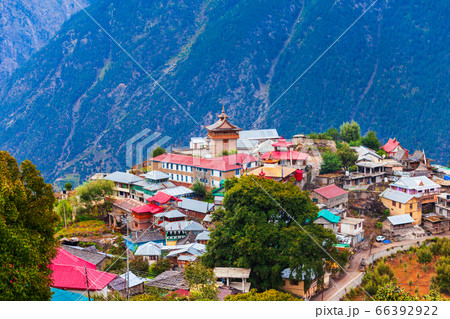 Kalpa town aerial panoramic view, India Kalpa town aerial panoramic view, India 66392922