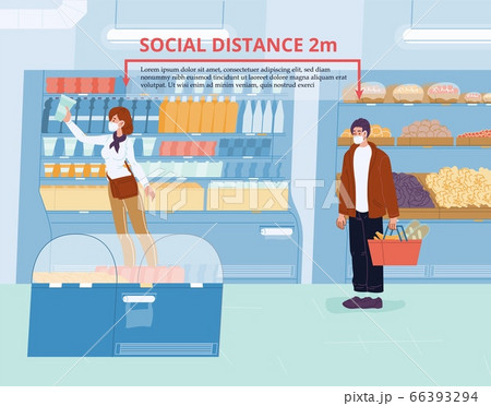 People social distancing during shopping at shop People social distancing during shopping at shop 66393294