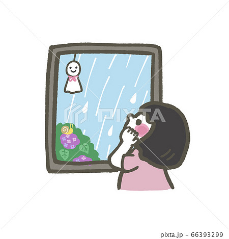 雨空を見る女の子 66393299