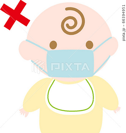 マスクをつける赤ちゃん バツマーク付き のイラスト素材