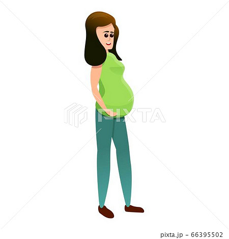 Pregnant girl in green clothes icon, cartoon style Pregnant girl in green clothes icon, cartoon style 66395502