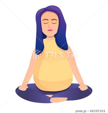Pregnant girl is meditating icon, cartoon style Pregnant girl is meditating icon, cartoon style 66395503