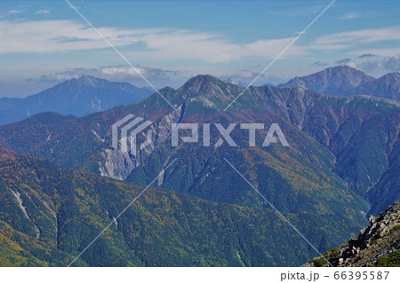 悪沢岳からの南アルプス北部の山々 悪沢岳からの南アルプス北部の山々 66395587