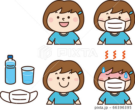 こども 熱中症 マスクのイラスト素材