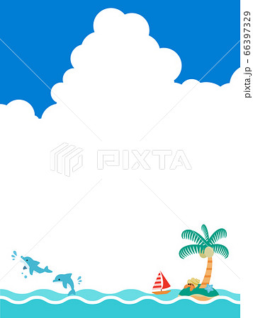 夏 海 背景素材 入道雲のイラスト素材