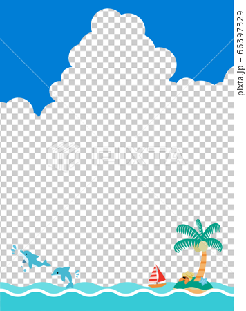夏 海 背景素材 入道雲のイラスト素材
