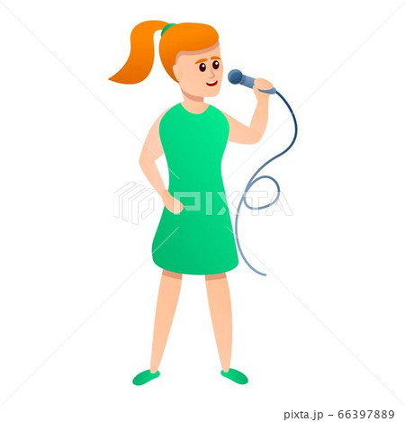 Girl singing microphone icon, cartoon style Girl singing microphone icon, cartoon style 66397889