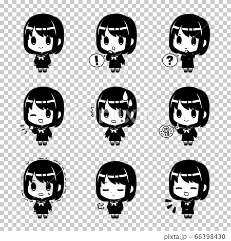 制服の女の子 全身 表情 アイコンのイラスト素材