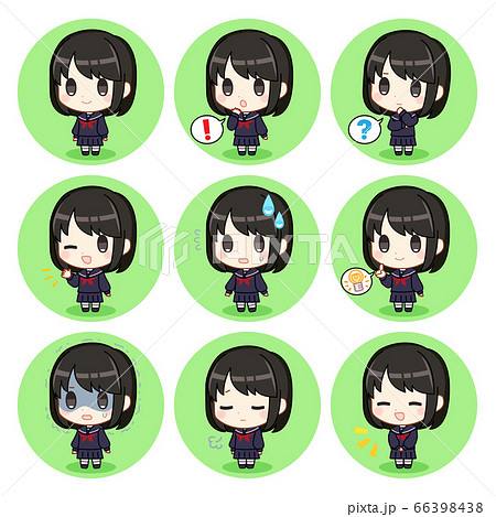 制服の女の子 全身 表情 アイコン 66398438