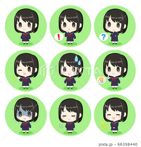 制服の女の子 全身 表情 アイコン 66398440