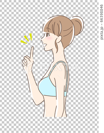 笑顔で指をさす女性の横顔 66398846