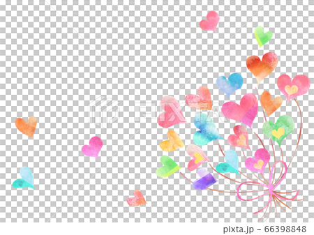 水彩ハートの花束背景 水彩ハートの花束背景 66398848