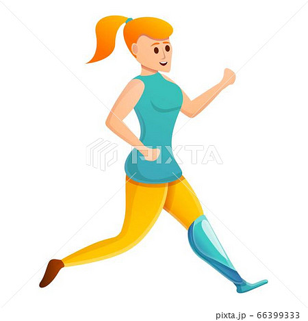 Sport woman prosthesis icon, cartoon style 66399333