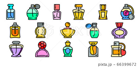 Fragrance bottles icons set, outline style 66399672