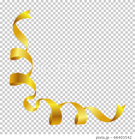 角のデコレーションにも使える金色のリボンのイラスト のイラスト素材