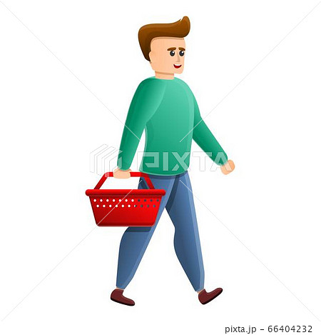Boy shop basket icon, cartoon style Boy shop basket icon, cartoon style 66404232