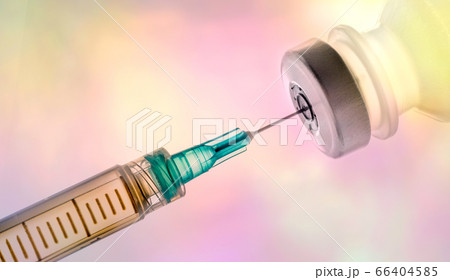 Vaccine and syringe on colorful background 66404585