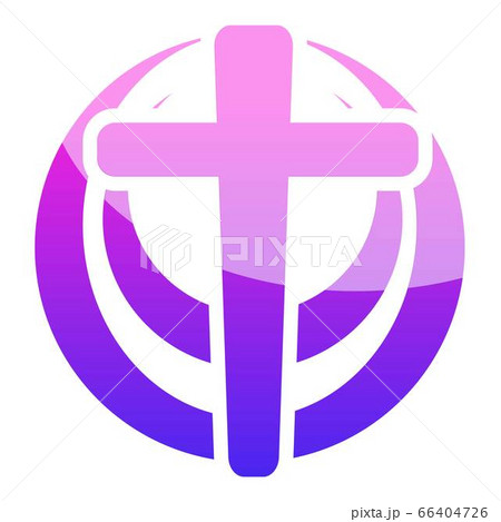 Violet circle church icon, cartoon style 66404726