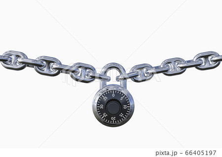 Padlock with chain white background 66405197