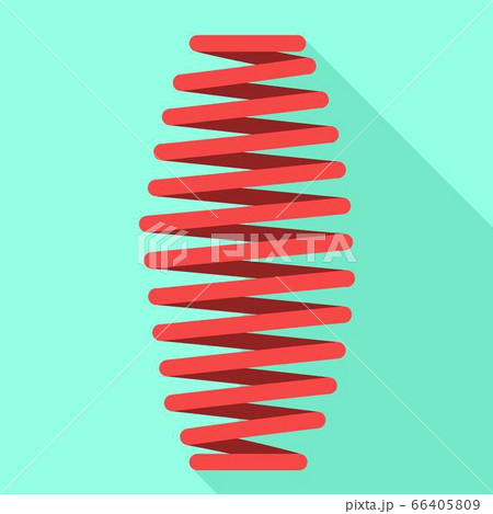 Red coil icon, flat style 66405809