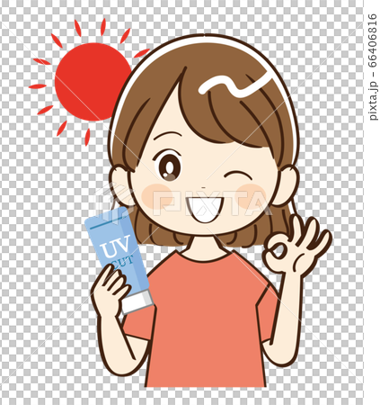 Woman, sunscreen, smile - Stock Illustration [66406816] - PIXTA