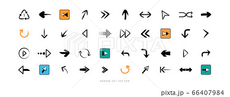 Collection of arrow icons and media player buttons Collection of arrow icons and media player buttons 66407984
