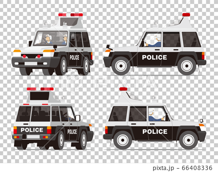 パトカー 警察車両 Suv 4wd 四駆 パトロールカー イラスト セットのイラスト素材