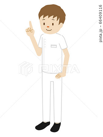 医療従事者（理学療法士）のイラスト（指さしのポーズ） 66409116