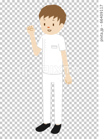 医療従事者（理学療法士）のイラスト（ガッツポーズ） 66409117