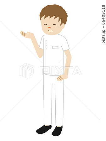 医療従事者（理学療法士）のイラスト（案内のポーズ） 66409118
