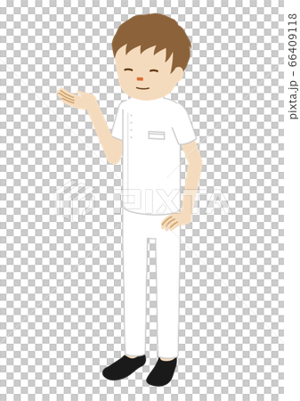 医療従事者（理学療法士）のイラスト（案内のポーズ） 66409118