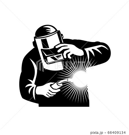 Welder Welding Torch Front View Retro Black and 66409134