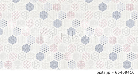 和風背景素材 伝統的な和柄の配置 亀甲模様 和紙のイラスト素材