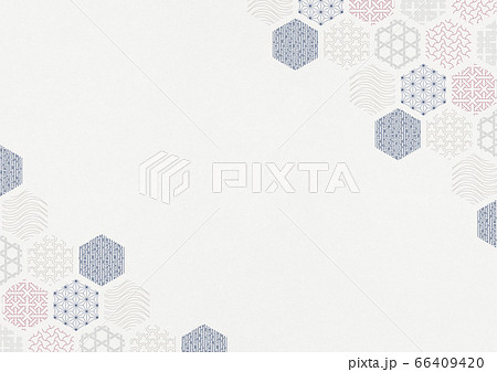 和風背景素材 伝統的な和柄の配置 亀甲模様 和紙のイラスト素材
