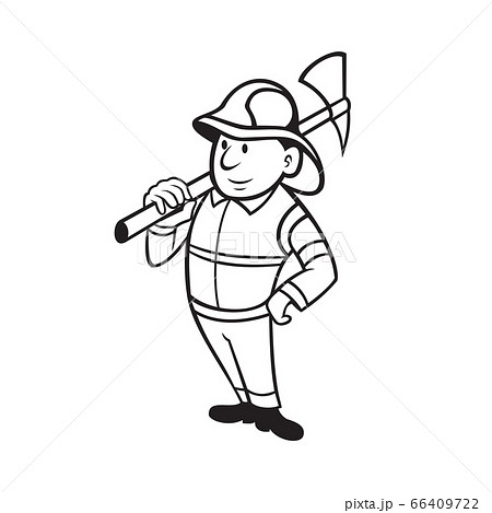 Fireman or Firefighter Holding a Fire Axe Cartoon 66409722