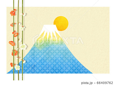 年賀状22 梅と富士山のイラスト素材