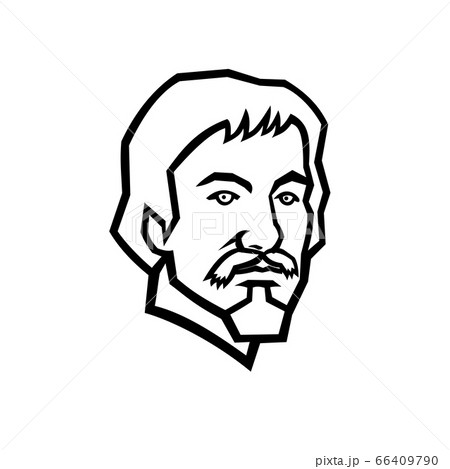 Head of Caravaggio Italian Painter Mascot Black 66409790